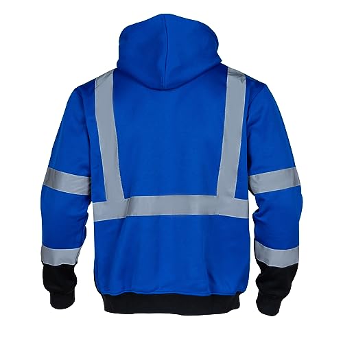 VENDACE High Visibility ANSI Class 1 Reflective Safety Fleece Sweatshirt Hoodie for Men with Detachable Hood(Royal blue,L) by VENDACE - Image 3