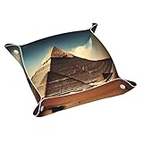 Dites adieu aux surfaces encombrées avec ce valet fonctionnel en cuir PVC double face Dreaming of the Pyramids of Khufu S. Parfaitement dimensionné pour votre table de chevet ou console de couloir pour garder les objets essentiels du quotidien tels que les montres, les bijoux et les écouteurs soigneusement en un seul endroit accessible