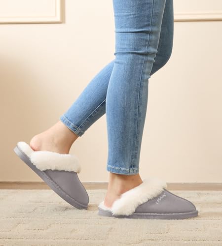 Donpapa Chaussons Femme Homme Hiver Chaud Mémoire Mousse Fourré Pantoufles – vue 3