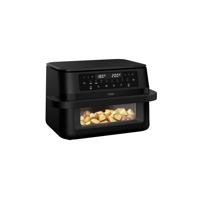 Haier 11L Flex Double Drawer Airfryer - Dual Drawer Large Air Fryer with Removable Separator and Viewing Window, Single & Double Zone Convertible, 8 P