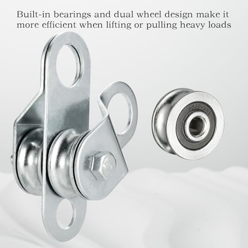 KCNOFNC Double Cable Pulley Block, with Ball Bearings for 0.23 Inch/6mm Wire Rope, Good for Pulley Lifing System, 1Pack