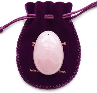 Yoni Egg of Rose Quartz, Drilled, Large, with Certificate and Instructions, Pink Stone, for Users to Strengthen Pelvic Floor Muscles and Counter Stress Urinary Incontinence by Polar Jade
