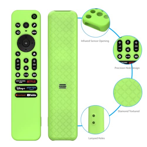 Image of Silicone Cover Case Compatible with Sony Bravia Smart Tv 2023 2024 2025 Voice Remote RMF-TX910U (Luminious Green) [Remote NOT Included]