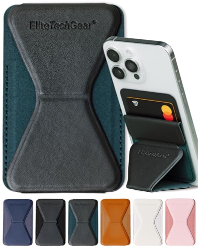 Elite Tech Gear Secure Phone Wallet with Adjustable Stand - Compatible with iPhone and Android – Adhesive Card Case for Men and Women, Dark Green - Phone Case with Card Holder