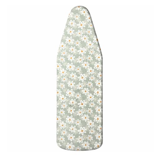 Ironing Board Cover 125 x 45 cm, 100 Percent Cotton Heat Resistant Padded Ironing Board Covers, Easy to Install Adjustable Elastic Edge and Fasteners, Sunflower Pattern