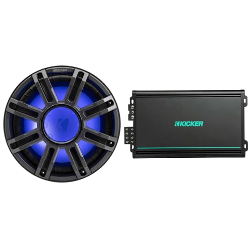 Kicker 51MWF124 - MWF 12-Inch Premium Marine Subwoofer (Free-air) 4-ohm & 48KMA6004 Marine Amp Bundle