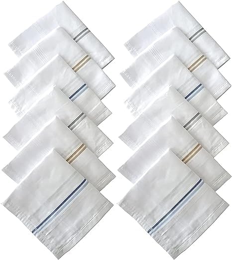 Elegant Pocket Handkerchiefs for Men | Formal & Casual Use | Gift Pack of 12