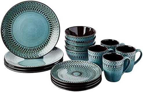 American Atelier 6588-16rb 16 Piece Delilah Round Dinnerware Set, Green