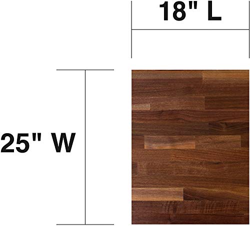 John Boos Rectangular Wooden Blended Walnut Counter & Island Top Cutting Board 18”x25” – 1.5” Thick, 17-lb Non-Reversible Countertop Butcher Block with Edge-Grain – Made in The USA