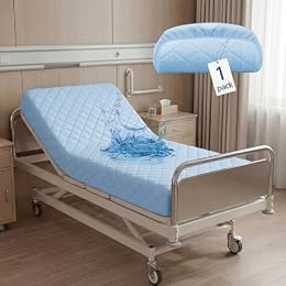 Lounsweer 1 Pack Waterproof Hospital Mattress Cover, 84x36x12in Blue Fitted Bed Sheet Protectors, Incontinence Protection Leakproof Breathable for Elderly, Adults Home Hospital Beds