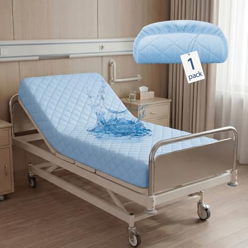 Lounsweer 1 Pcs Bed Mattress Protector Waterproof, 80 x 36 x 12in, Blue