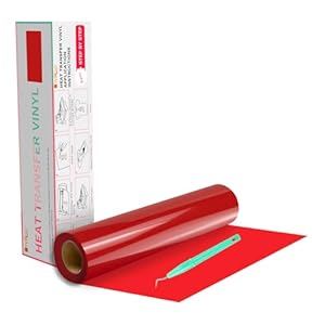HTVRONT HTV Vinyl Rolls Heat Transfer Vinyl – 12″ x 20ft Red HTV Vinyl for Shirts, Iron on for All Cutting Machines – Easy to Cut & Weed for Heat Transfer Design (Red)