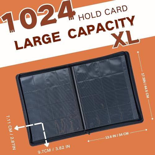 Image of 1000+ Pockets Trading Card Binder, 16-Pocket Card Ablum Compatible with MTG,Sports Cards & Other Standard Size Trading Cards (Orange)