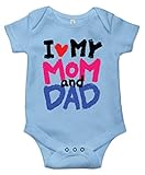 I Love My Mom and Dad Cute Baby Bodysuit Gift Newborn Infant Onesie Romper Blue