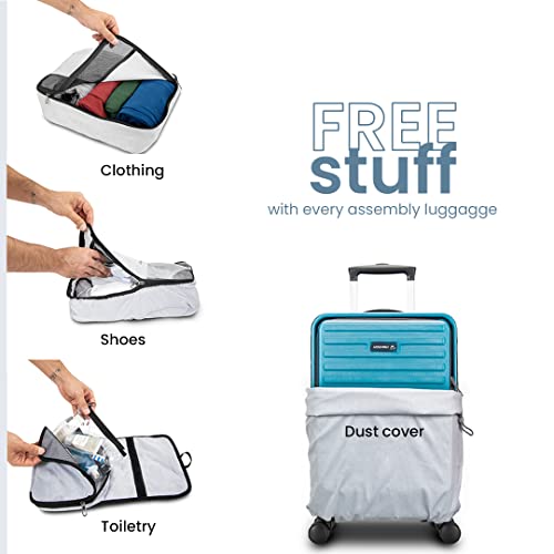 Image of THE ASSEMBLY Medium Check in 24 Inches & Cabin Luggage 20 Inches Polycarbonate Set of 2 - Premium Hardsided Suitcase Trolley-Teal