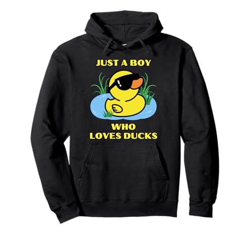 Just A Boy Who Loves Ducks Cool Rubber Duck Lover per bambini e uomini Felpa con Cappuccio
