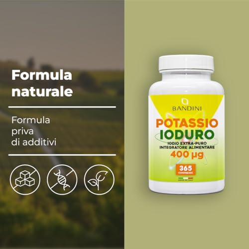 Bandini® Ioduro Di Potassio 365 Compresse Da 400Mcg, Integratore Di Iodio Ad Alto Dosaggio Vegan, Fornitura +1 Anno, Iodio Puro In Micro-Compresse Facilmente Deglutibili, Senza Glutine E Senza Ogm - 4
