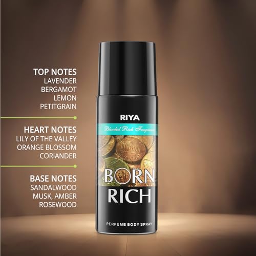 Image of Riya Bindass and Born Rich Deodorant, Combo of 2 For Men - 150 ml Each