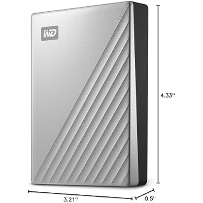 WD 1TB My Passport Ultra, Silver, Portable External Hard Drive, backup software with defense against ransomware, and password protection, USB-C and USB 3.1 - WDBC3C0010BSL-WESN