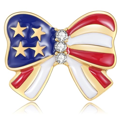 Image of Rhinestone Brooch Pins for Women, Vintage Crystal Enamel Brooches, American Flag Pin Patriotic Lapel Pins Gift for Suit Clothes Bag Accessories
