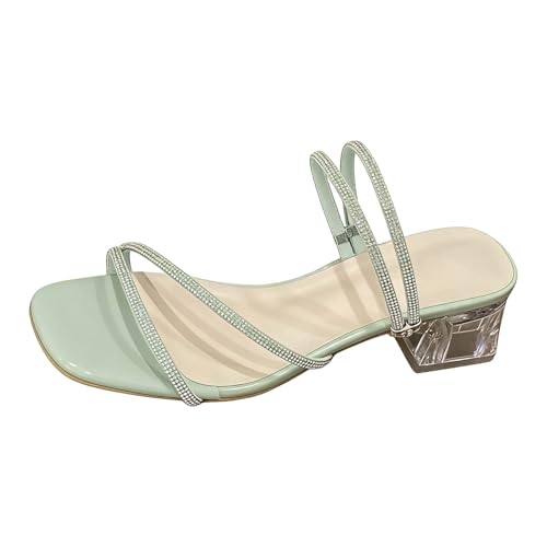 Sandalias de cristal de estilo francés, calzado plano de diseño elegante y versátil