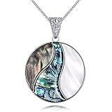 KZYOYE Abalone Shell Pendant Necklace for Women Round Abalone Shell Necklace Stainless Steel Abalone