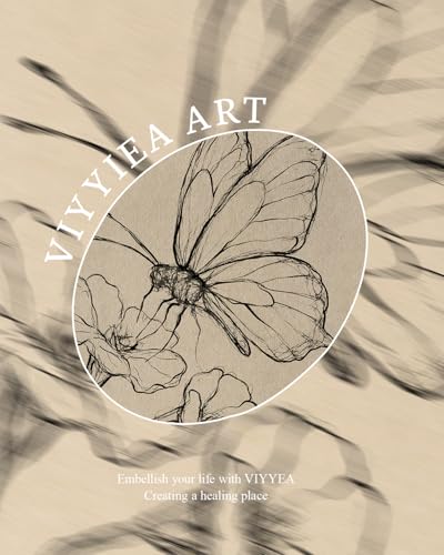 Image of VIYYIEA Vintage Gold Framed Wall Art for Living Room, Butterfly Canvas Prints Home Decor, Sketch Painting Picture, Bedroom Wall Decor Gifts for Friends or Family -【Dancing with Flowers】-(16L x 12W)