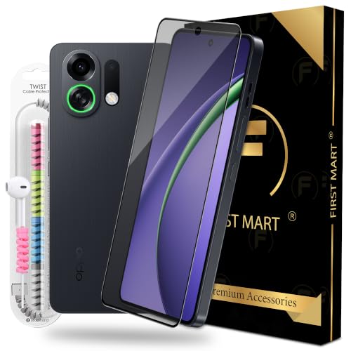 Image of FIRST MART Matte Anti-Glare Tempered Glass for Oppo K13 Turbo Pro and Oppo K13 Turbo With Installation Kit | Military-Grade Gaming Screen Protector & Cable Guard | Edge to Edge Coverage | Black
