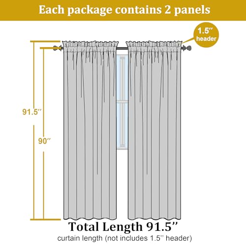 Image of OWENIE Lime Sheer Curtains for Bedroom Living Room 90 Inches Long, Elegant Solid Light Filtering Window Curtain Panles, Modern Rod Pocket Lime Curtain, 2Pcs, Each 42 inch W x 90 inch L