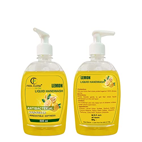 Image of FEEL ON 500 ml (Pack of 2) Liquid Handwash Refill - Original Germ Protection Paraben Free | Aqua Handwash Moisturizer and Soft on Hands (Lemon)