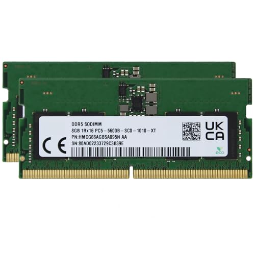 Image of SK Hyn(Hynix) Original 16GB (2x8GB) DDR5 5600MHz PC5-44800 SODIMM Unbuffered Non-ECC 1Rx16 CL46 1.1v HMCG66AGBSA095N Notebook Laptop RAM Memory Module Upgrade Adamanta
