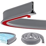 Eulihent 2M Wet Room Floor Barrier, Flexible Rubber Shower Water Barrier, Wetroom Floor Barrier, Self-Adhesive Shower Threshold Water Barrier, for Kitchen Sink, Bathroom Floor (Grey)