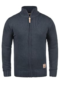 !Solid SDPoul Herren Strickjacke Cardigan Grobstrick Pullover mit Stehkragen Baumwollmischung Regular fit, Größe:L, Farbe:Insignia Blue Melange (8991)