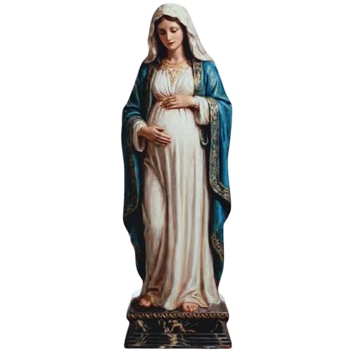 ARTINRENAISS Virgin Mary Pregnant Wooden Shelf Sitter - 8 Inches Virgen De La Dulce Espera Wood Sign 2D Flat Mary Pregnant Tabletop Plaque Religious Gifts for Mom Grandmother