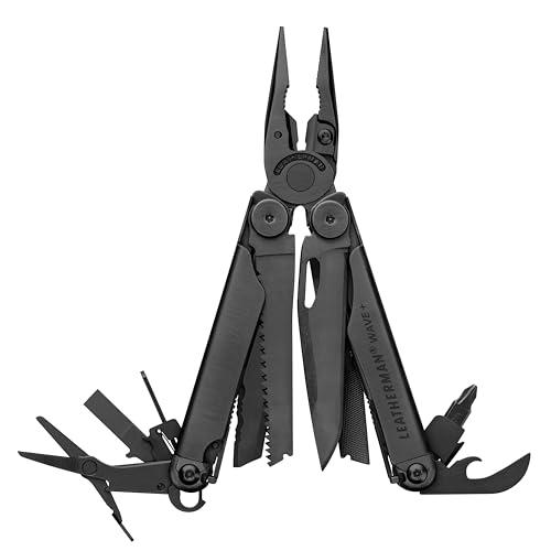 Leatherman Wave+ Outil Multifonction - Outil 18-en-1 en Acier Inoxydable pour Usage Intensif avec Lames, Pinces et Coupe-Fils - Noir