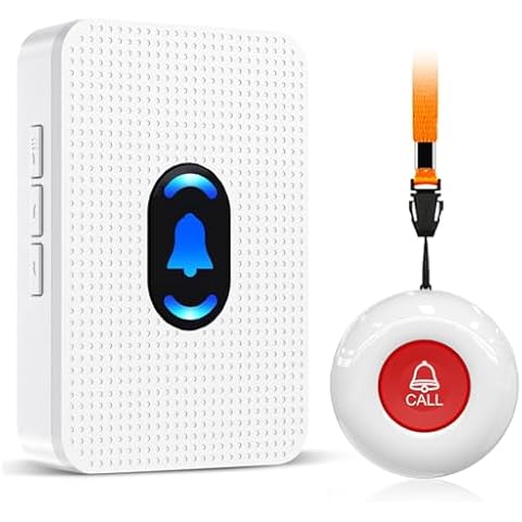 Daytech Caregiver Pager Wireless Call Button for Elderly Call Bell for Patients at Home Life Alert Systems for Seniors Disabled Elderly Fall Alert Devices 1 Emergency Button 1 Receiver Cover
