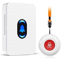 Daytech Caregiver Pager Wireless Call Button for Elderly Call Bell for Patients at Home Life Alert Systems for Seniors Disabled Elderly Fall Alert Devices 1 Emergency Button 1 Receiver