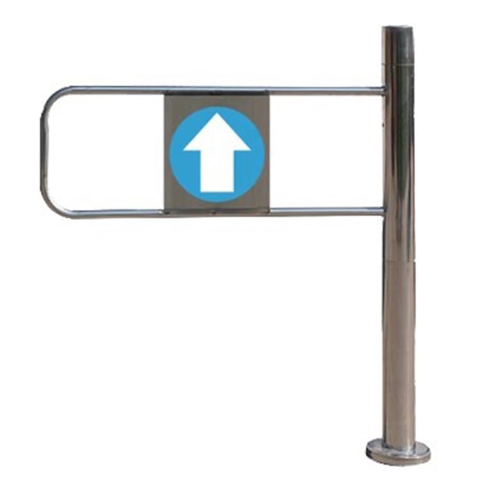 Puerta de seguridad universal de metal para mercados y almacenes, puerta giratoria automática para ganado y tiendas (plata-R, 70 x 97 cm), solución de acceso seguro para mayor seguridad