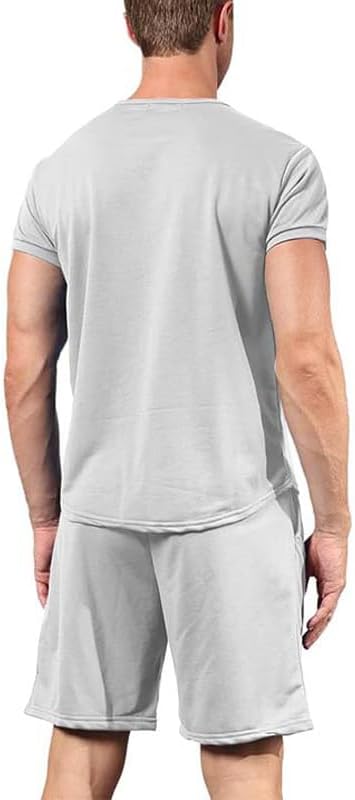 congluoki Men's Shirt and Shorts Set 2 Piece Outfits Fashion Summer Tracksuits Casual Sportwear Set - Image 4