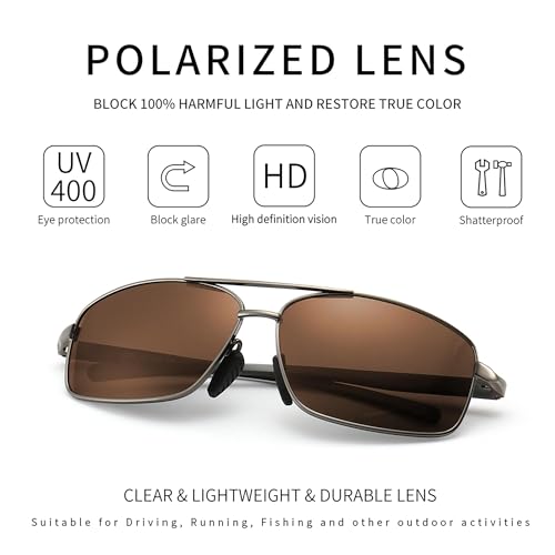 Image of SUNGAIT UV protection Ultra Lightweight Rectangular Polarized Sunglasses