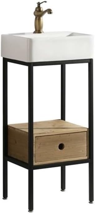 Design Element Cassidy 16" Single Sink Vanity in Rustick Wood with Integrated Countertop