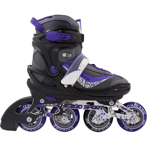Chicago Inline Roller Skates for Kids – Durable, Top Performance Indoor/Outdoor Use Roller Blades for Girls & Boys with Breathable High-Top Boots, 70mm Urethane Wheels & ABEC-3 Bearings