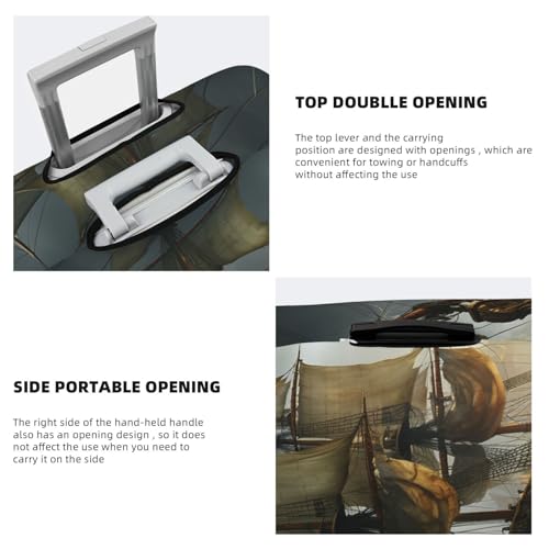 Travel Luggage Cover Fashion Suitcase Protector Cool Pirate Ship Spandex Baggage Covers Washable Suitcase Covers Anti-Scratch Luggage Cover Protectors Fits 18-32 Inch Suitcases Small4