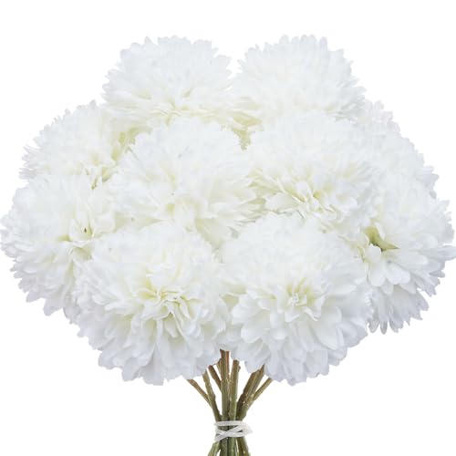 Minnhua 12 Piezas Hortensia Artificial, Seda Flores Artificiales Decoracion, Flores Preservadas, Flores Secas Decoracion para Decoración de Fiestas en el Jardín del Hogar Decoracion Hogar (Blanco)