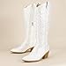 IDIFU IN3 Rhinestone Cowboy Boots For Women Knee High Western Cowgirl Boots Pointed Toe Block Chunky Heels Sparkly Glitter Long Tall Dress Booties Party Bling Shiny Boots(White Rhinestone, 8.5)