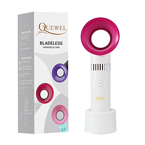 QUEWEL Eyelash Fan for Lash Extension Bladeless Fan Handheld Lash Extension Fan Dryer Mini Fan Air Conditioning Blower Eyelash Extension Supplies Drying Lash Glue (White)