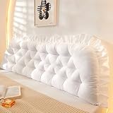 LQdpdd College Dorm Bed Bolster Pillow Long Reading Rectangular Headboard Pillow Backrest Support Cushion for Sitting in Bed Daybed Pillows Soft,White,Twin/90 * 50cm