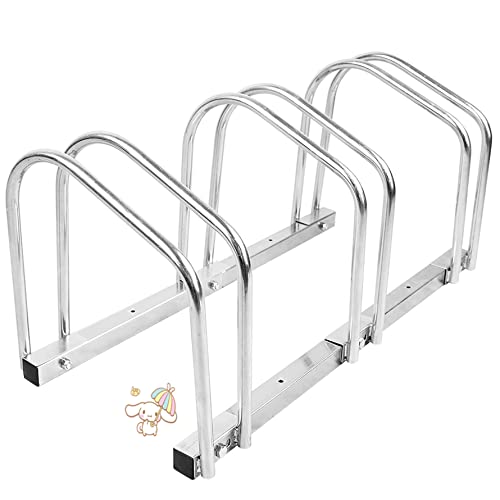 Soporte 3 Bicicletas Aparcamiento bicis Aparcabicis (70,5 * 33 * 33,7 cm) Metal galvanizado Exterior Suelo,Soporte para aparcar Bicicletas en Suelo o Pared Aparcamiento para 3 Bicicletas Cover