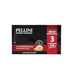 Pellini N.42 Tradizionale, Caffè Macinato per Moka dal Gusto Vigoroso e Intenso, Miscele Arabica e Robusta a Tostatura Decisa, 3 Confezioni da 250g