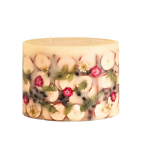 Rosy Rings Oval Botanical Candle - 12" L & 9" H, 300 Hour Burn Time, Woodsy Scent (Spicy Apple)